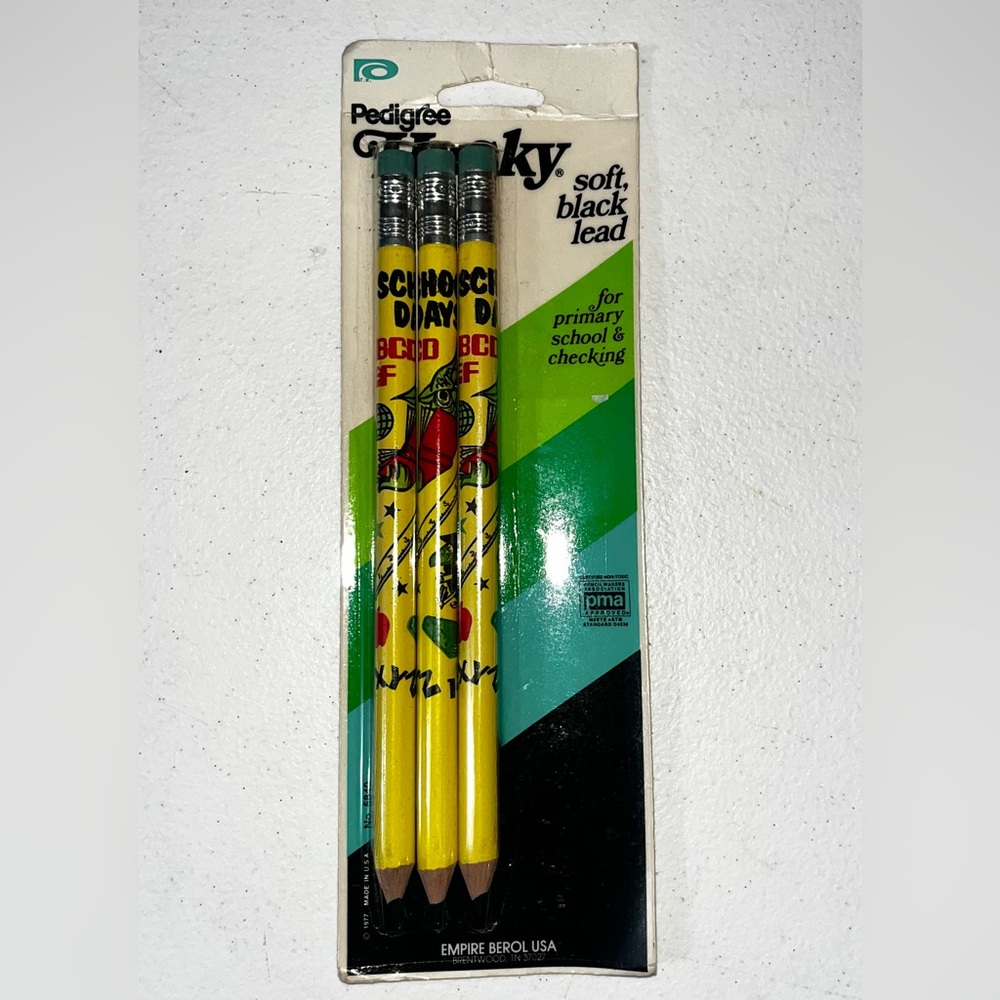 1977 PEDIGREE HUSKY SOFT BLACK LEAD PENCILS 3-PACK SCHOOL DAYS #5840 EMPIRE NOS